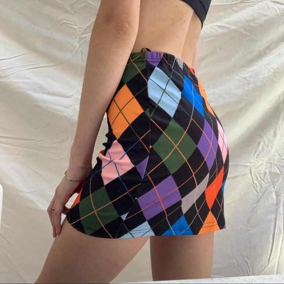 Multi Colour Argyle Pencil Skirt - Picture 3 of 5